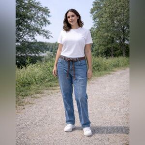 Riveted By Lee NWT Plus Size 18W High Rise Straight Leg Jeans Stretch w/ Belt